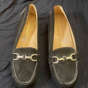 Liz Claiborne Black Loafers with Silver Detail